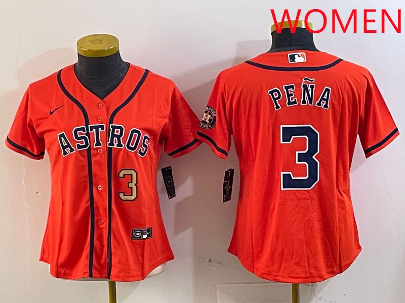 Women Houston Astros #3 Pena Orange Game 2025 Nike MLB Jersey style 5